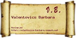 Valentovics Barbara névjegykártya